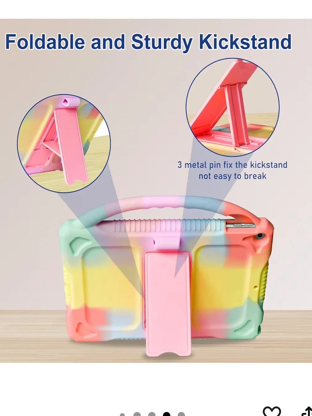 Kids iPad Case with Handle & Stand - Pastel Fits iPad Air/Air2 & 5th/6th Gen
